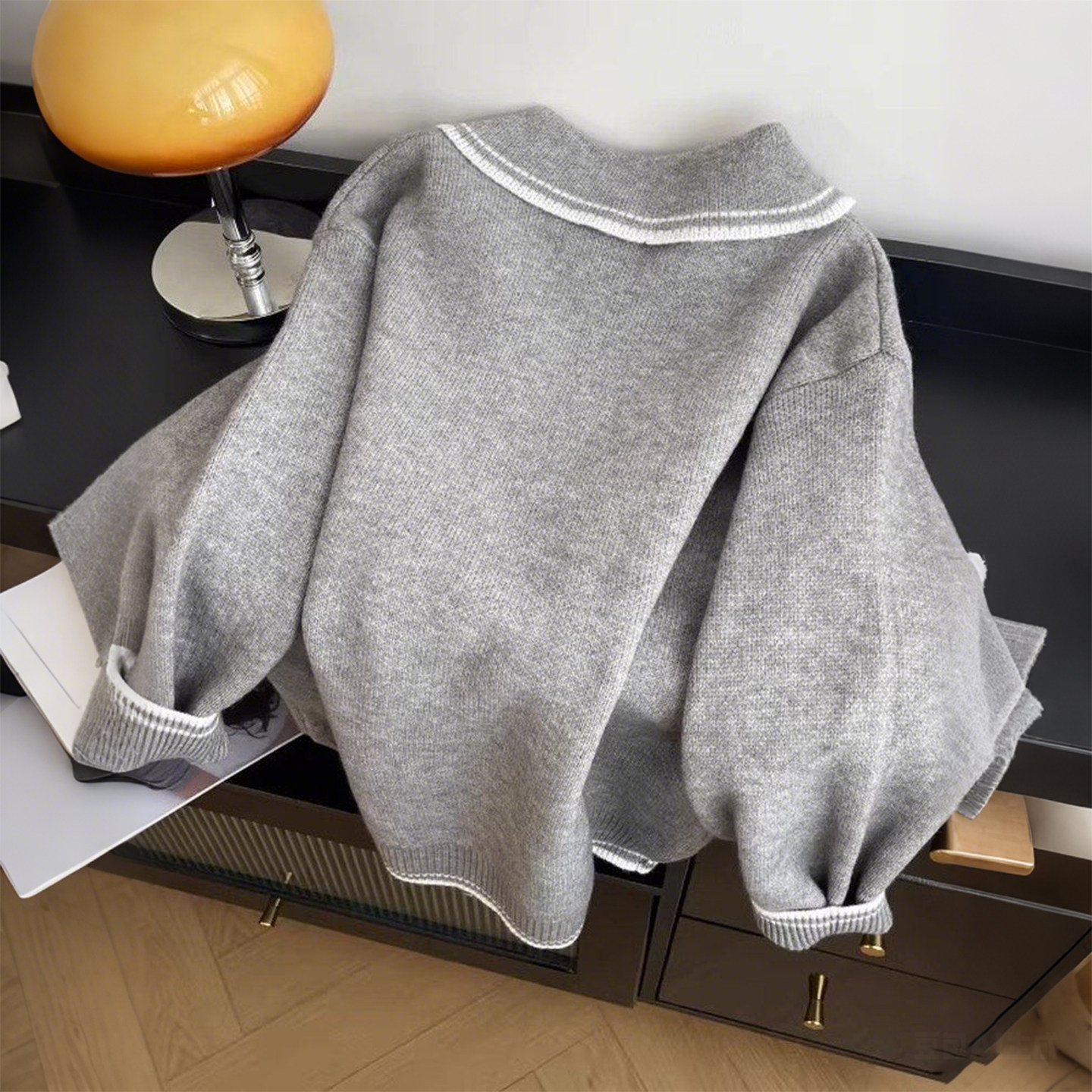 大码女装胖mm卡通设计感翻领针织衫女宽松显瘦慵懒风减龄毛衣上衣,淘宝优惠券,粉丝福利购,淘宝优惠卷