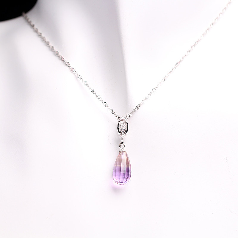 赠证书天然紫黄晶裸石s925银吊坠 晶庄珠宝项坠/吊坠