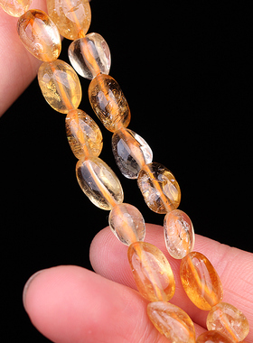 高品质 带孔天然水晶碎石 DIY有孔散珠 半成品 串手链原石项链