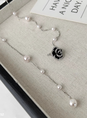 丽银耳饰品丽贝丽影爆款主推款气质时尚欧美高级感山茶花珍珠项链