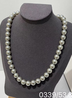 丽银新款黑色珍珠项链小众设计感复古轻奢正圆强光珍珠锁骨链女