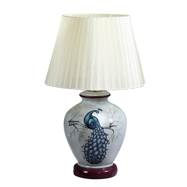 Bedside lamp for bedroom, living room, study, European style pastoral fabric
