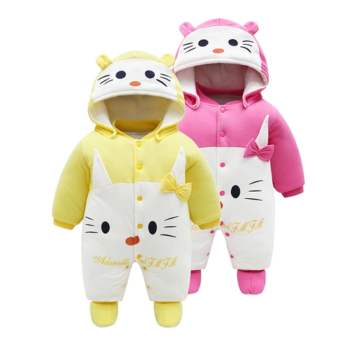 Детский пуховик для новорожденных подходит для мужчин и женщин, зимний утепленный комплект для девочек для выхода на улицу, 0-1 лет