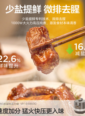 美的有钛不锈钢双胆6L电压力锅