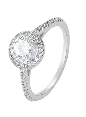 韩国网红克拉圆形钻戒仿真锆石戒指女时尚结婚求婚中指个性指环潮