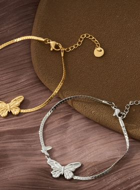 不锈钢蛇骨手链女法式穿搭钛钢编制设计欧洲跨境时尚ins