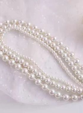 nk-111珍珠相间三层玻璃珍珠项链小众轻奢女新款颈链锁骨链