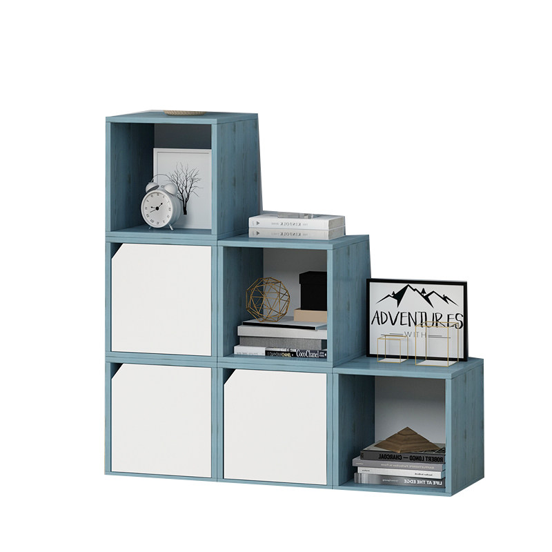 简约现代书柜书架自由组合格子柜学生储物柜收纳柜落地小书架带门 九匹猫省钱头条