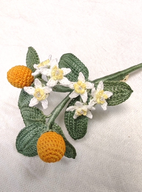 拈花记手作*微钩橙子橙花心想事橙胸针