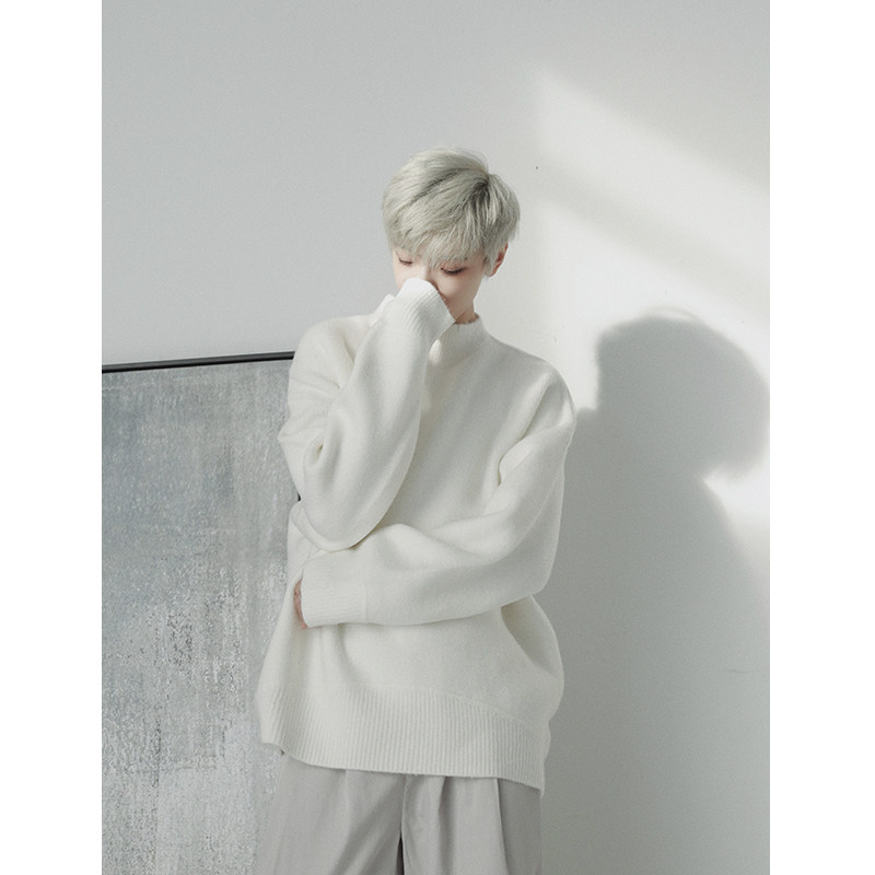 衣疫 温暖系白/灰 领口简约切割设计风 厚款保暖百搭北极绒毛衣,淘宝优惠券,粉丝福利购,淘宝优惠卷
