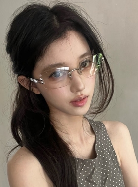 Y2K千禧年金属银色无框太阳眼镜