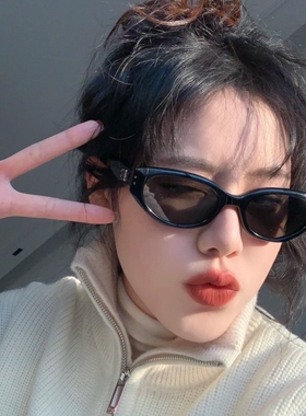 韩版复古猫眼高级感ins墨镜男女
