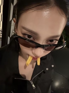 复古猫眼上半框黑色装饰小脸墨镜