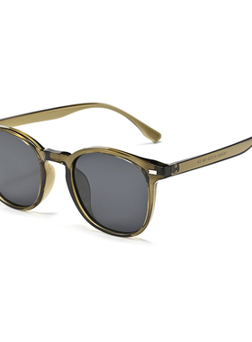 简约黑色方圆框茶色TR90偏光墨镜