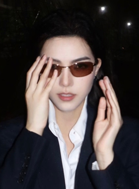 千禧年y2k中古风装饰茶色墨镜男