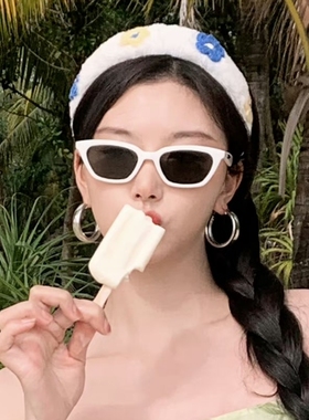 韩版猫眼白色墨镜小脸防晒男女