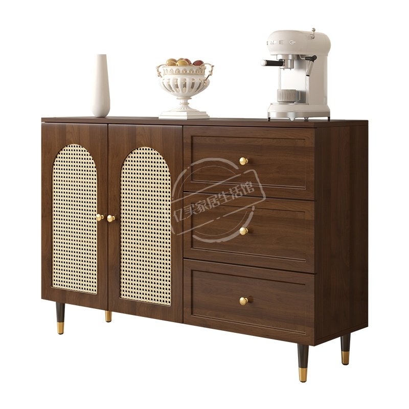 法式复古餐边柜藤编储物柜简约家用中古风客厅收纳玄关柜出租房柜,淘宝优惠券,粉丝福利购,淘宝优惠卷