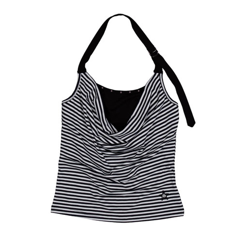 eihey诶嘿堆堆荡领条纹背心女无袖辣妹风露背挂脖吊带修身上衣女 - 图3