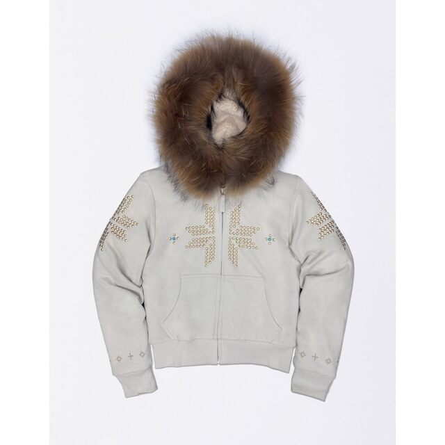 Eihey American retro hot diamond fur collar plus velvet hooded sweatshirt jacket for women winter loose cotton jacket