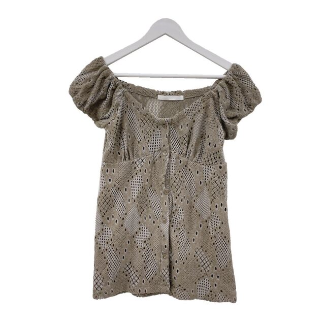 Eihey ນໍາເຂົ້າ fabric crocheted puff sleeve lace shirts can be worn layered buttoned mid-length length-sleeved top-sleeve lace top for women