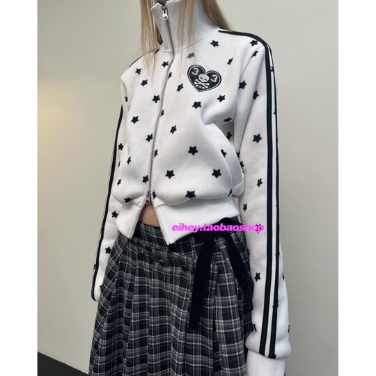 Eihey imported fabric 2025 spring American star print design casual versatile trendy jacket for women