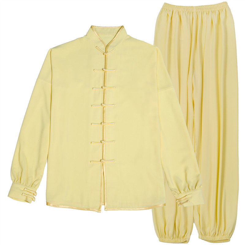 春夏秋季透气棉加丝太极服武术练功服男女款太极拳服表演服装白色 - 图3