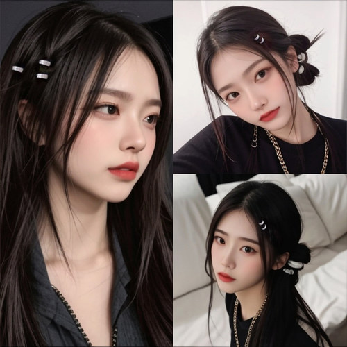 新款圆形金属发扣刘海发夹女前额侧边夹水钻发卡小夹子头饰发饰 - 图2