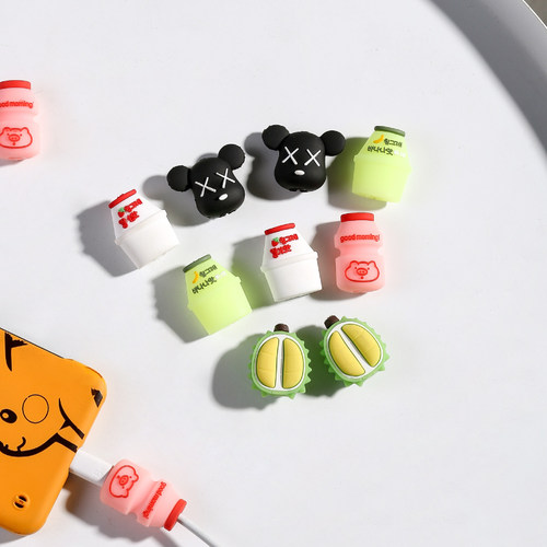 卡通充电线保护套苹果安卓通用数据线头咬线器耳硅胶手机线保护 - 图1