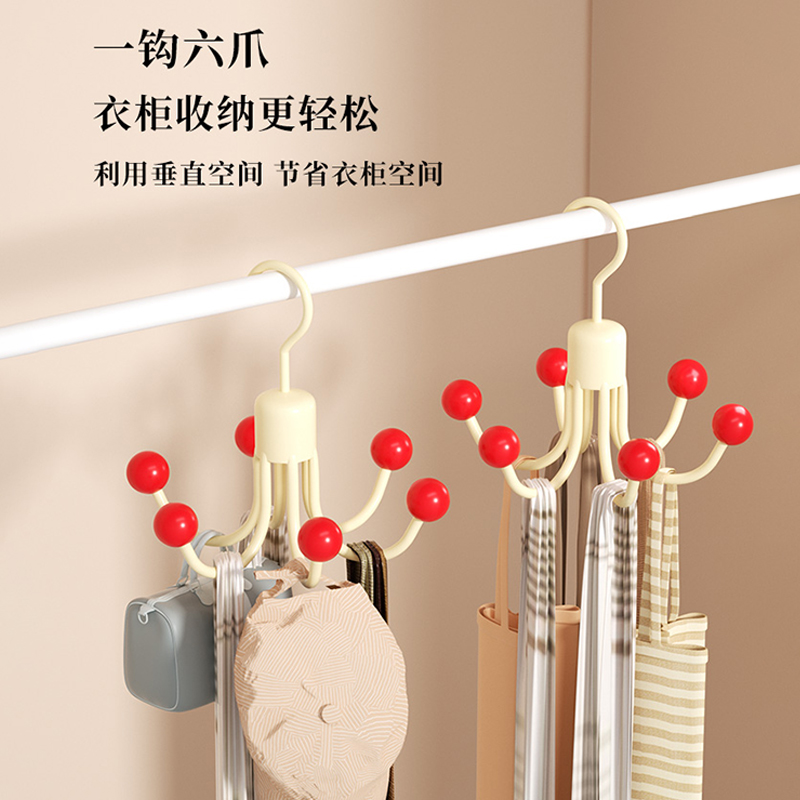 多巴胺旋转六爪挂钩挂帽子收纳神器门后衣柜吊带毛巾包包展示置物 - 图1