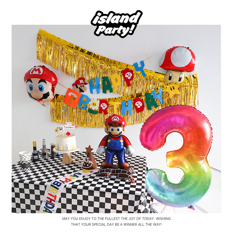 mario气球超级马里奥赛车主题生日布置套餐超级玛丽卡通儿童背景 - 图1