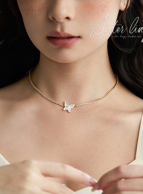 【满钻颈链蝴蝶】法式浪漫项链