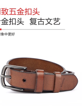 牛衣客女百搭头层牛皮休闲针扣