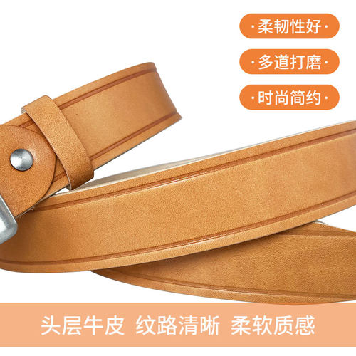 皮带男款真皮爸爸针扣纯牛皮头层牛皮休闲牛仔裤复古不锈钢老年人 - 图2