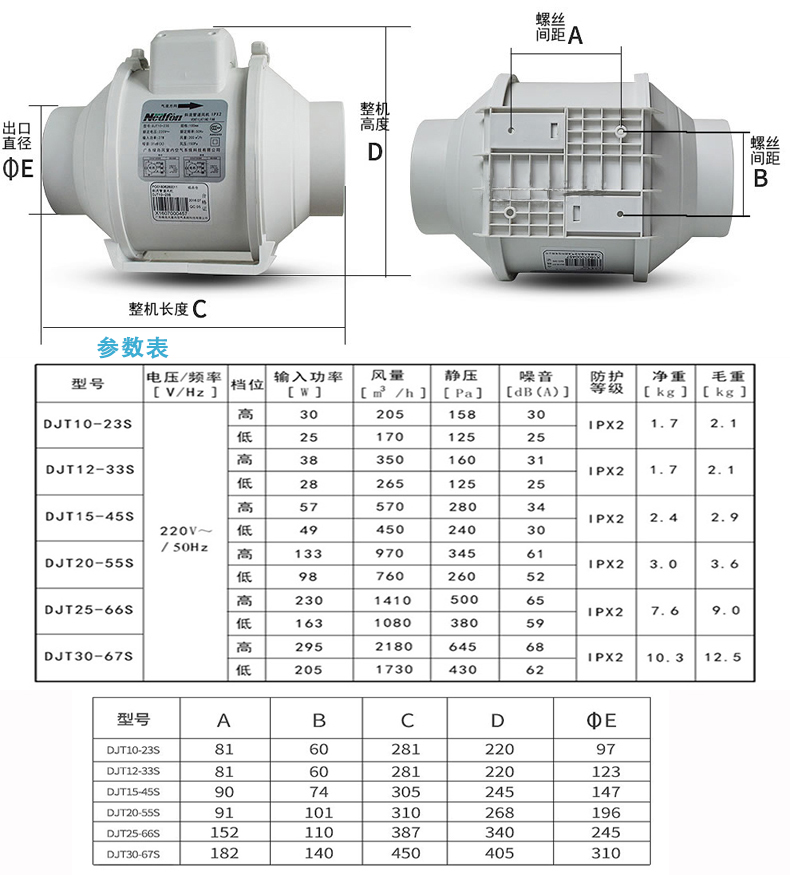 绿岛风管道风机强力静低音厨房油烟抽风机大吸力家用卫生间排气扇 - 图2