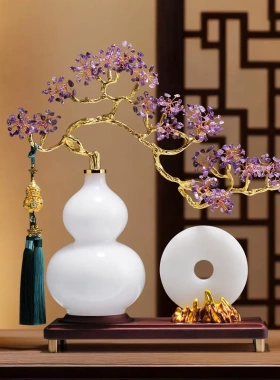 水晶石琉璃葫芦摆件高档玄关客厅电视柜装饰现代简约乔迁新居礼品