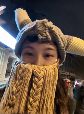 奥拉夫帽子头套大胡子牛角帽纯手