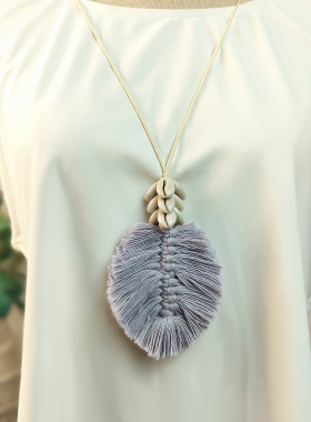 百搭叶子流苏项链毛衣链