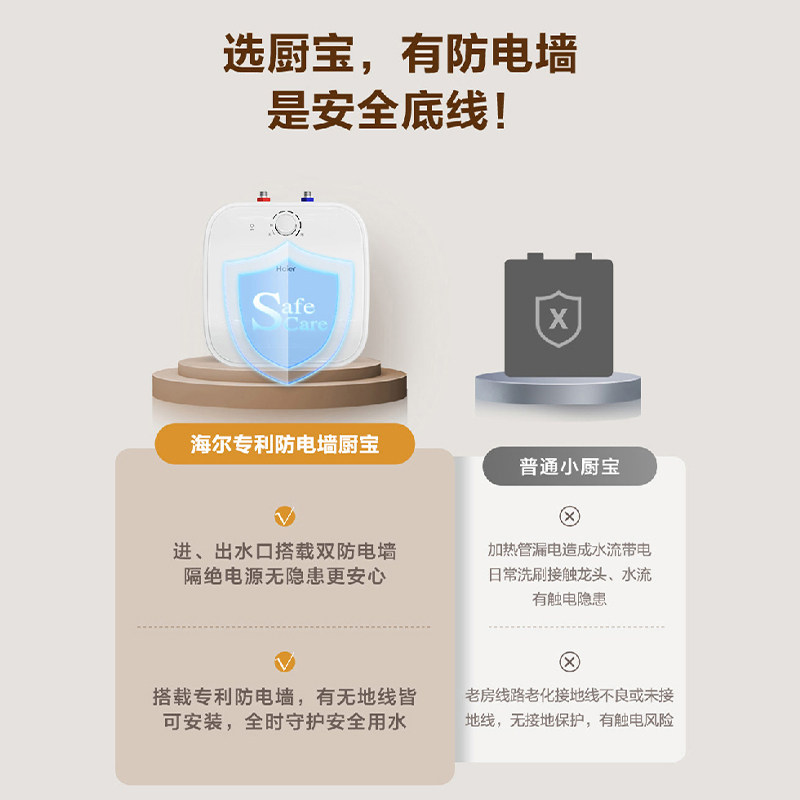 海尔小厨宝家用11升上出水5L速热8一级能效6厨房热水器统帅储水式