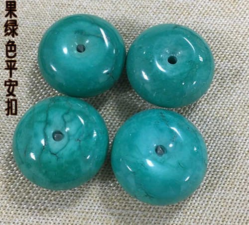 天然湖北蓝绿松石饼子面包圈鼓珠平安扣吊坠金刚星月菩提手串配珠 - 图1