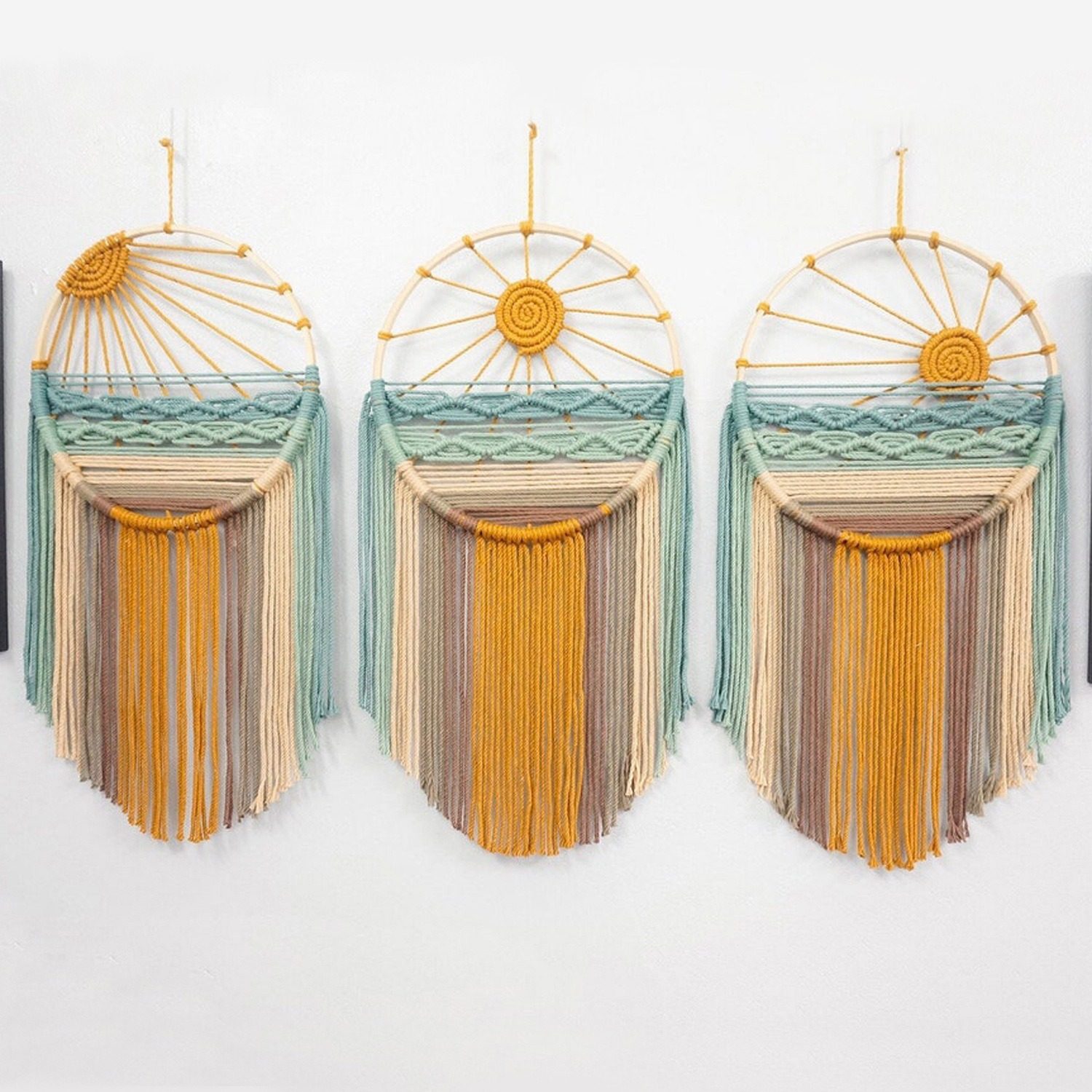 亚马逊同款彩色圆环流苏壁毯手工编织波西米亚风客厅卧室装饰挂毯,淘宝优惠券,粉丝福利购,淘宝优惠卷