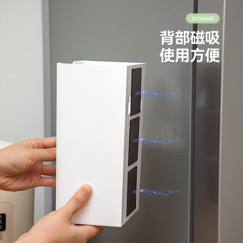 厨房冰箱磁吸纸巾盒壁挂式湿巾抽纸盒收纳盒磁铁侧面置物架纸巾架 - 图1