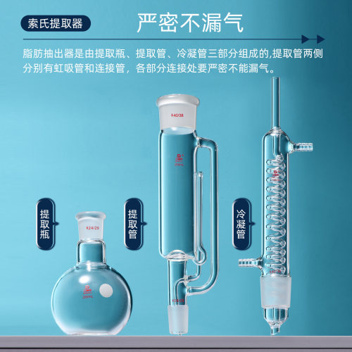 三爱思 索氏提取器S01 球形蛇型冷凝管全套60-2000ml 脂肪抽出提取筒搭配平底烧瓶 高硼硅玻璃 实验室器材 - 图1