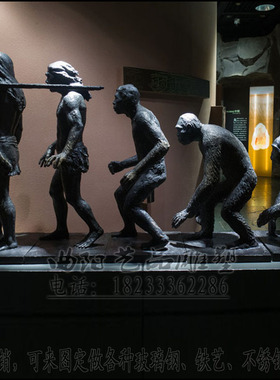 树脂原始部落生活场景雕塑人类进化论摆件人类的演变过程都是猿人