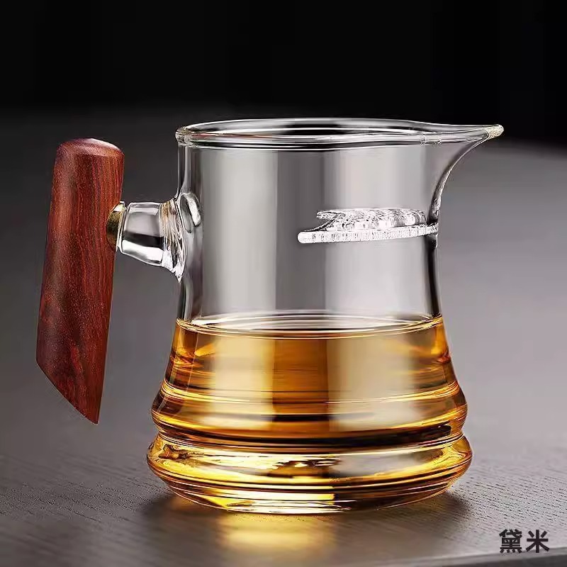 玻璃月牙公道杯茶漏一体绿茶专用茶具过滤泡茶公杯滤网功夫分茶器-图1