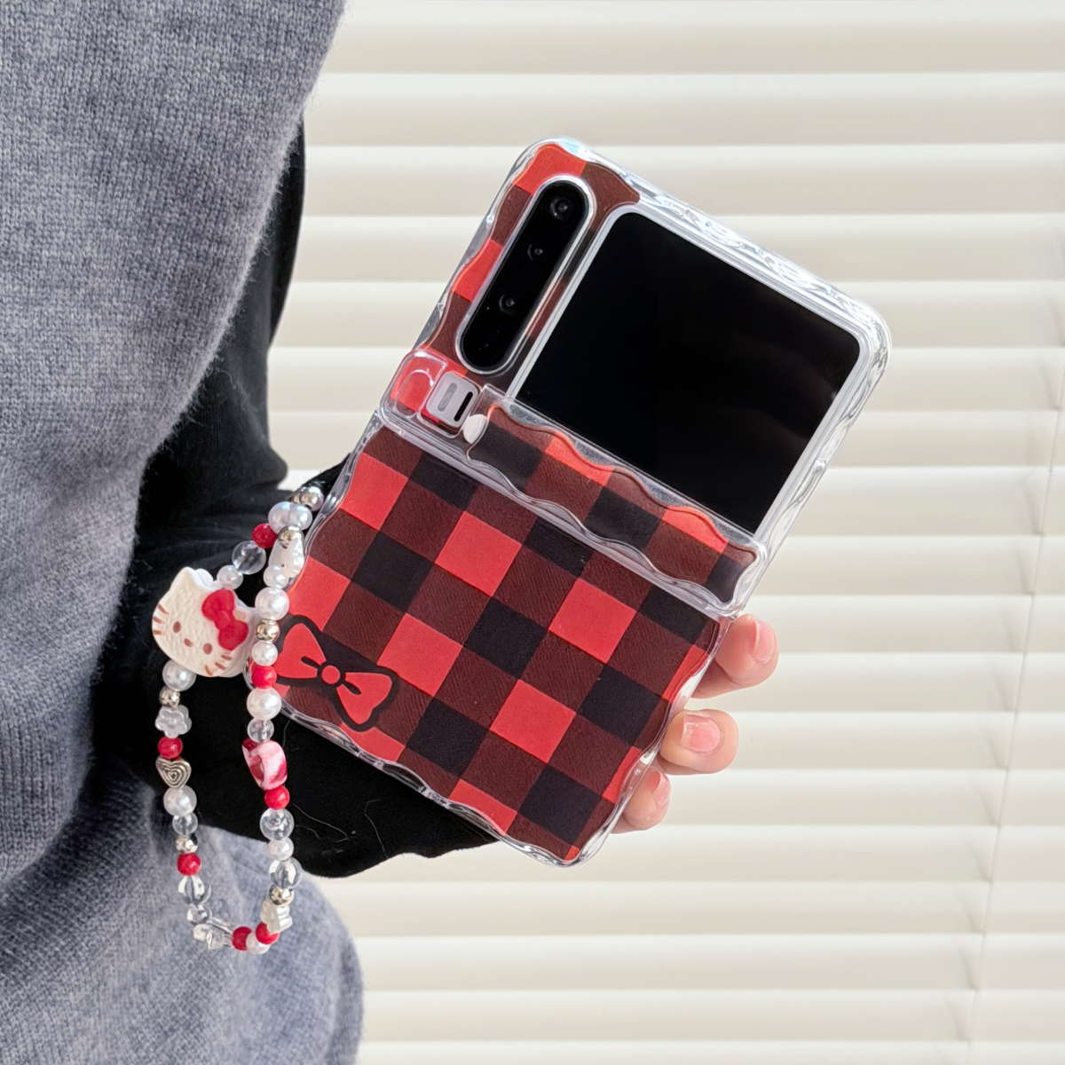 新年红色格子复古款立体kt猫小马适用华为Pura X手机壳保护套折叠屏pura x典藏版全包防摔波浪纹purax护中轴,淘宝优惠券,粉丝福利购,淘宝优惠卷