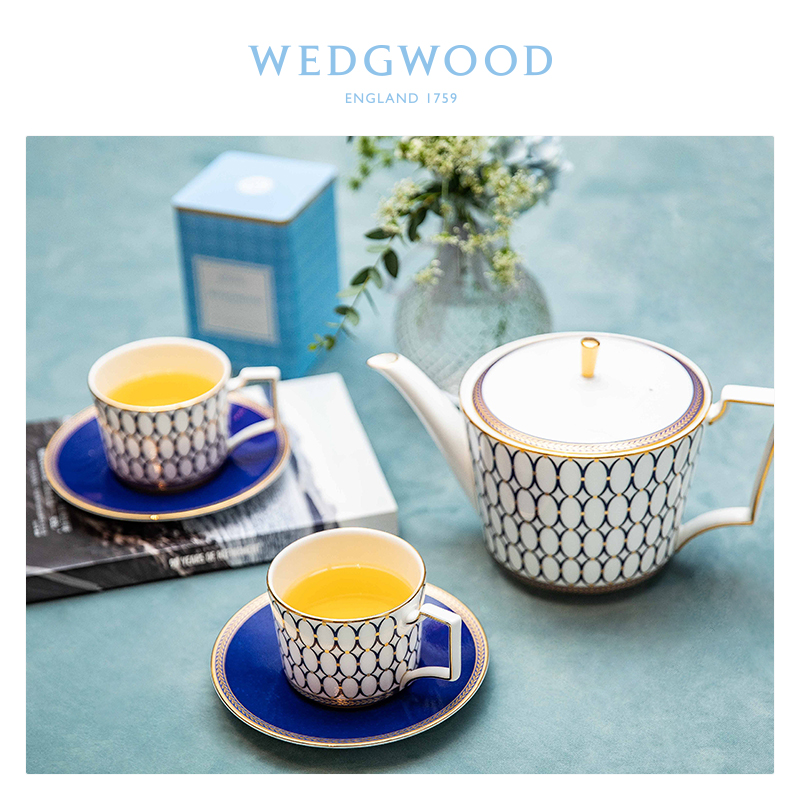 WEDGWOOD威基伍德金粉年华骨瓷1壶4杯4碟欧式小奢华咖啡具茶杯碟 - 图2