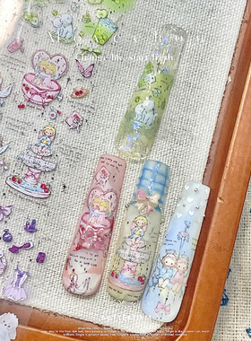 韩风ins手绘洛可可风美甲转印纸小天使兔子春夏艺术元素可爱实用