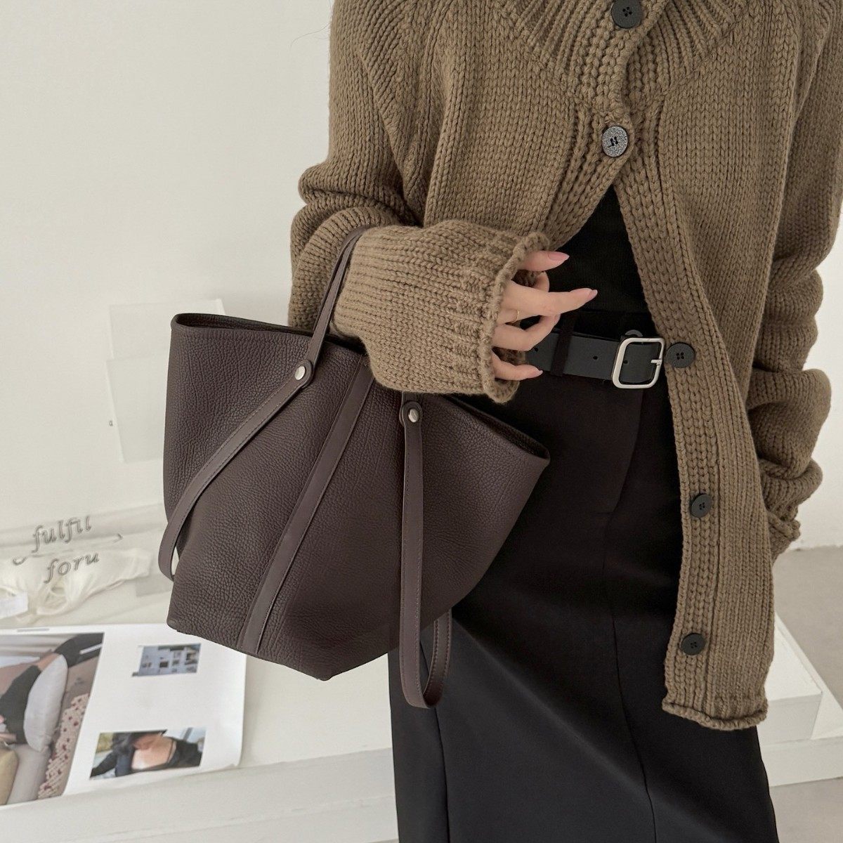 头层牛皮菜篮子大容量水桶包洋气托特包通勤单肩斜挎包真皮女包包,淘宝优惠券,粉丝福利购,淘宝优惠卷