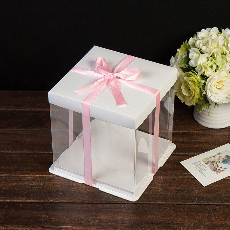 透明蛋糕盒4寸6寸8寸10寸12寸14寸16寸一层二层三层定制盒子logo - 图1