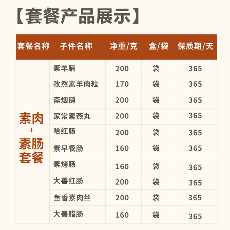 齐善素食福小善10包套餐佛家纯素素肉人造肉仿荤素斋菜厂家直销 - 图1